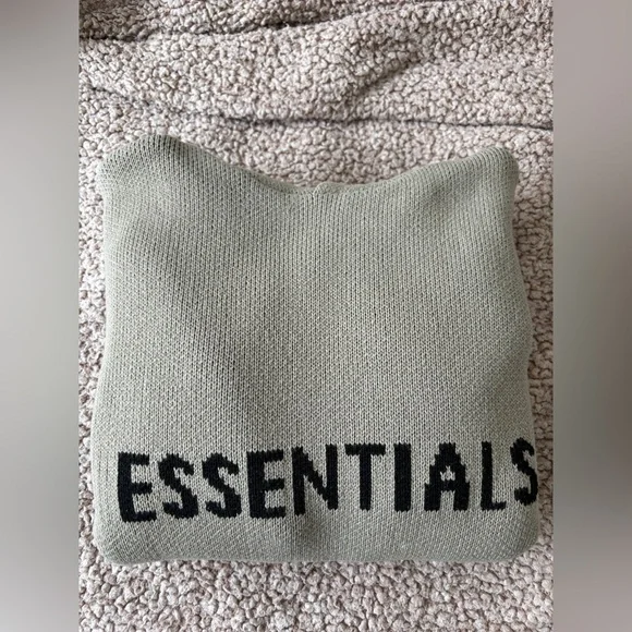 Essentials Men's KNIT PULLOVER Pistachio Hoodie Sweater - Picture 2 of 9